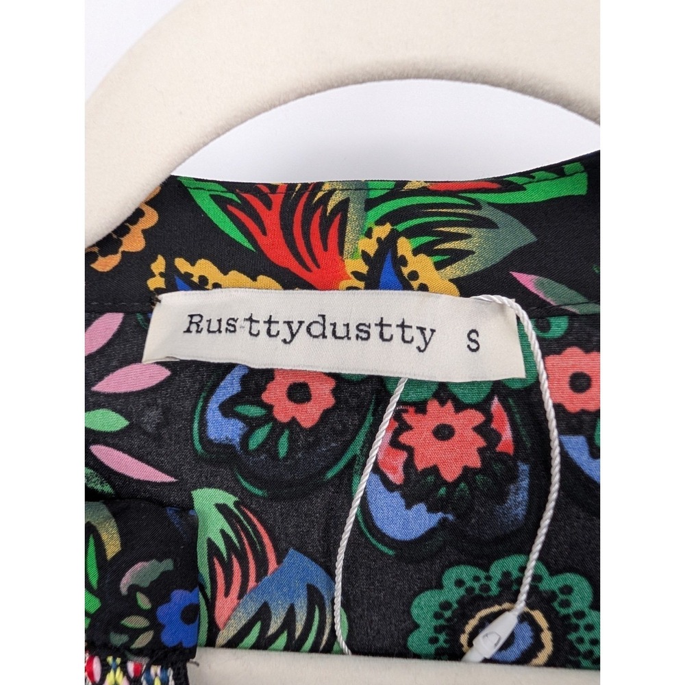 RusttyDustty Black Floral Tiered Ruffle Maxi Dress SML Rio Boho Cottage Prairie - Picture 11 of 16